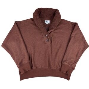 American Eagle‎ Relaxed Sherpa Collar Pullover Sweatshirt Brown Women's S